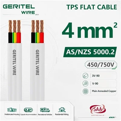 4mm AS/NZS 5000.2 평면 케이블 2 코어 또는 3 코어 플러스 접지
